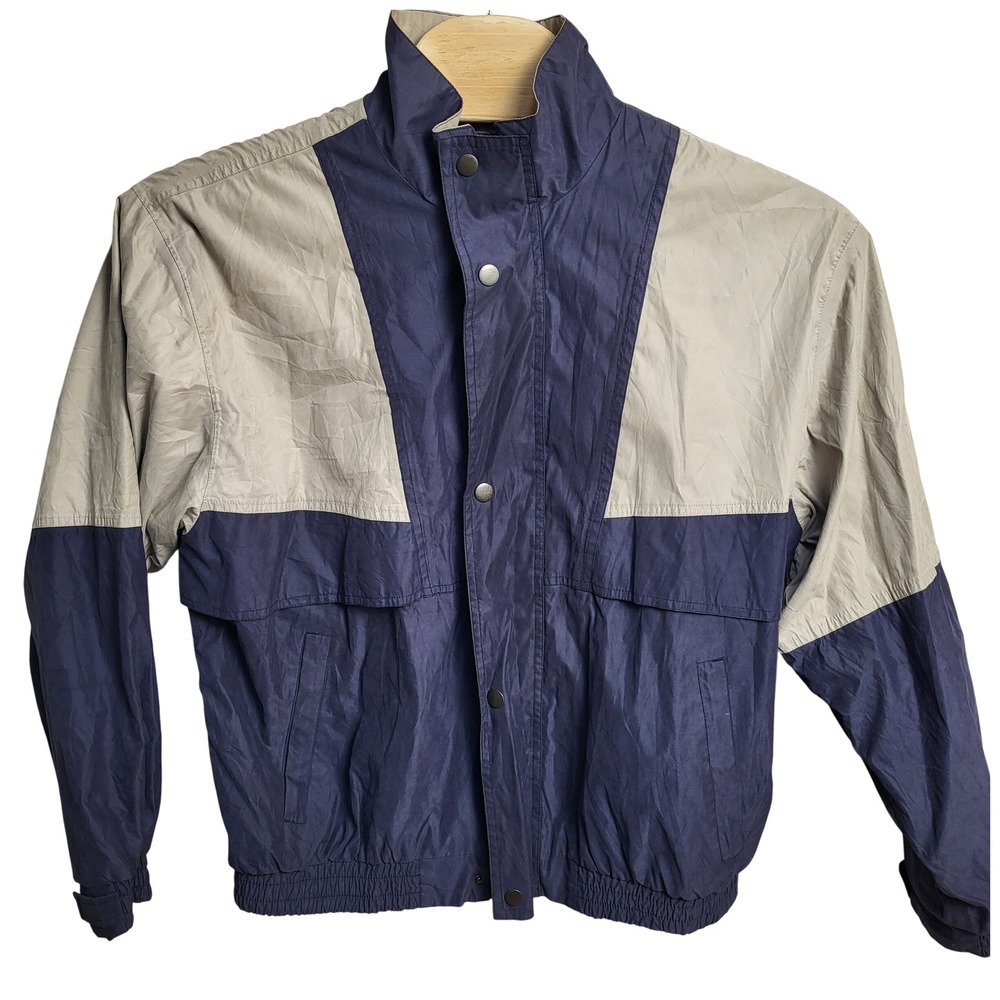 Foursome XL TG Jacket Windbreaker Beige Blue Color Block Full Zip Golf‎ Mens
